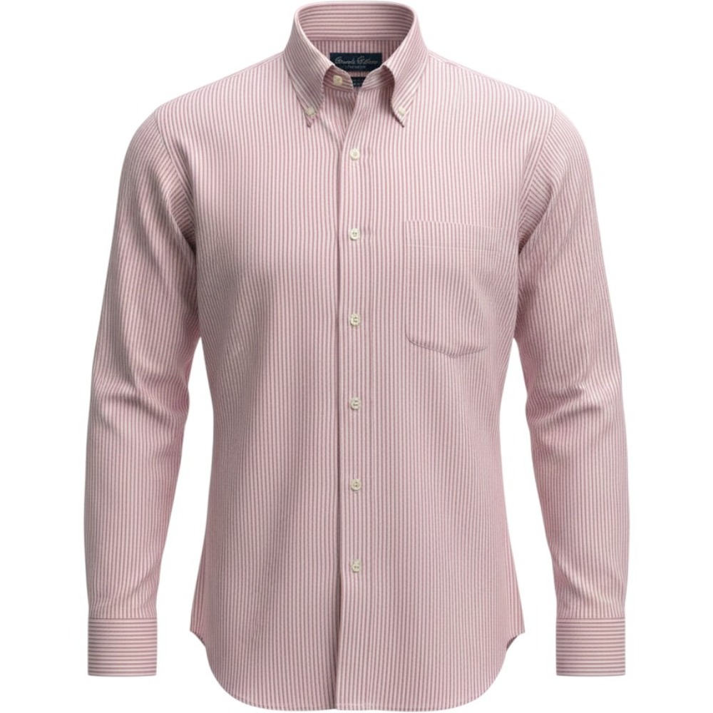 Tom James Executive Collection Red White Striped Button Down Shirt L GP Monogram